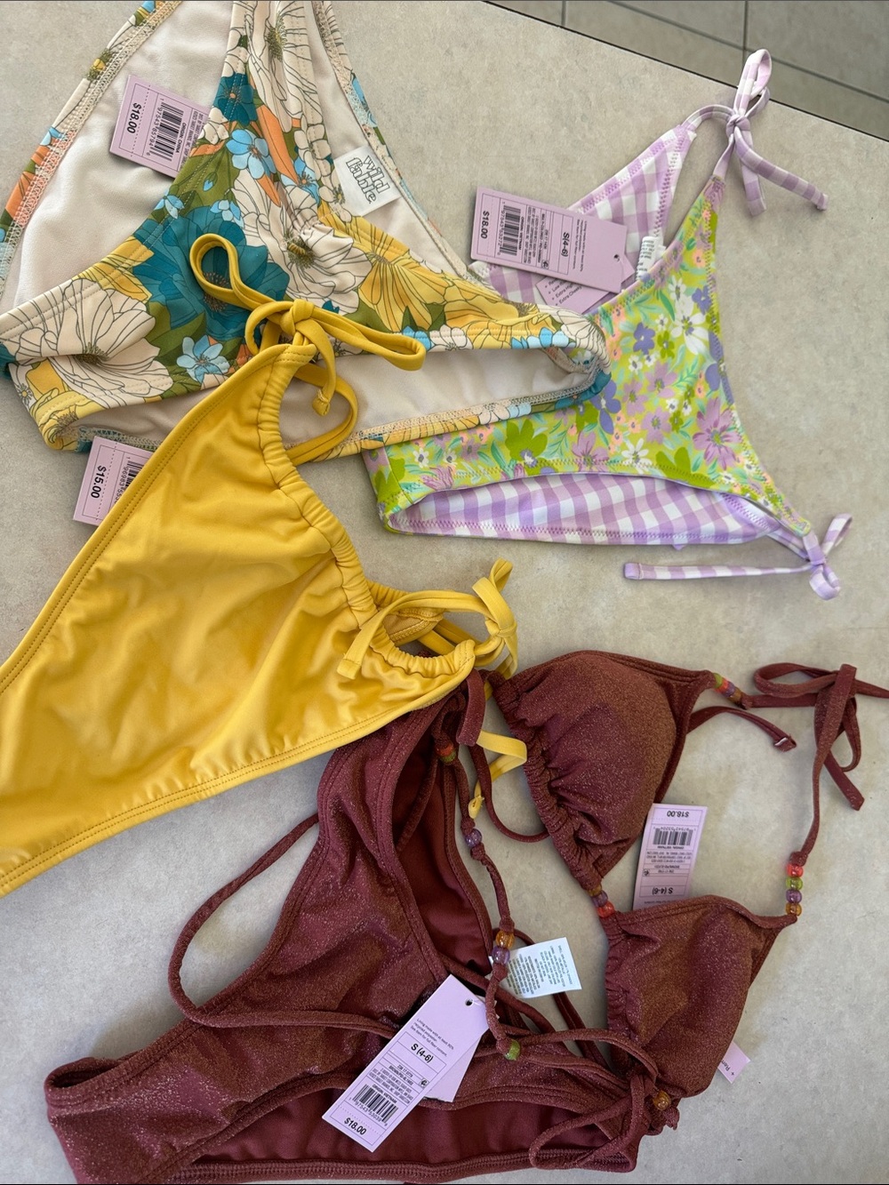 NEW BUNDLE SET OF  BIKINIS WITH TAGS SIZE SMALL.